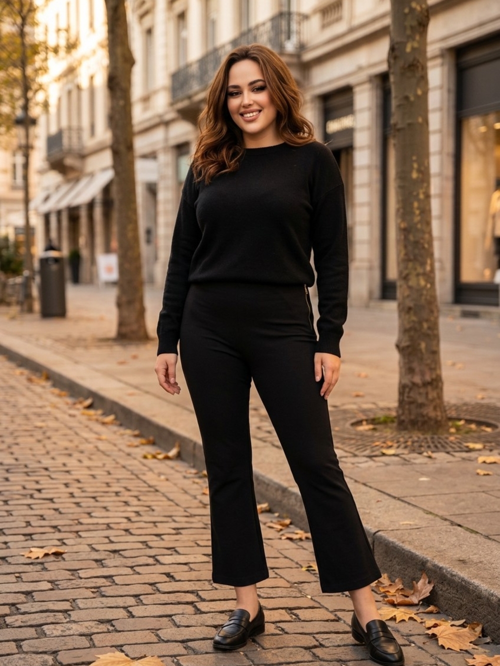 Zara Wool Black High-Rise Cropped Flare Pants